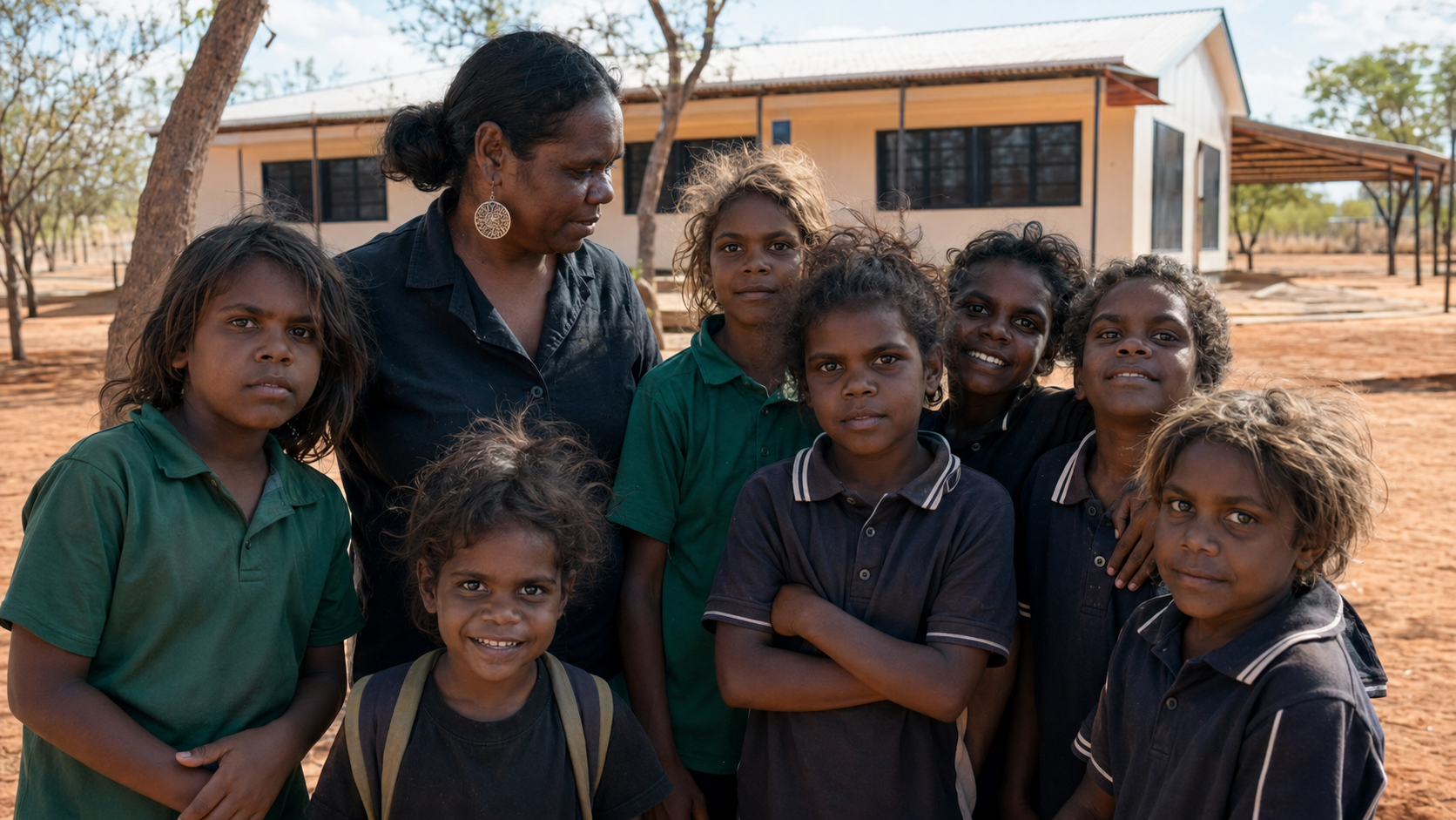Students and educators at a remote school